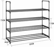 4-Tier Stainless Steel Shoe Rack Storage Organizer to Hold up to 20 Pairs of Shoes (80cm, Black) V178-84995