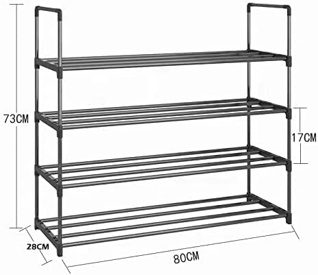 4-Tier Stainless Steel Shoe Rack Storage Organizer to Hold up to 20 Pairs of Shoes (80cm, Black) V178-84995