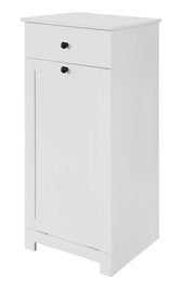 White Bathroom Cabinet with Laundry Basket and Drawer V178-85024
