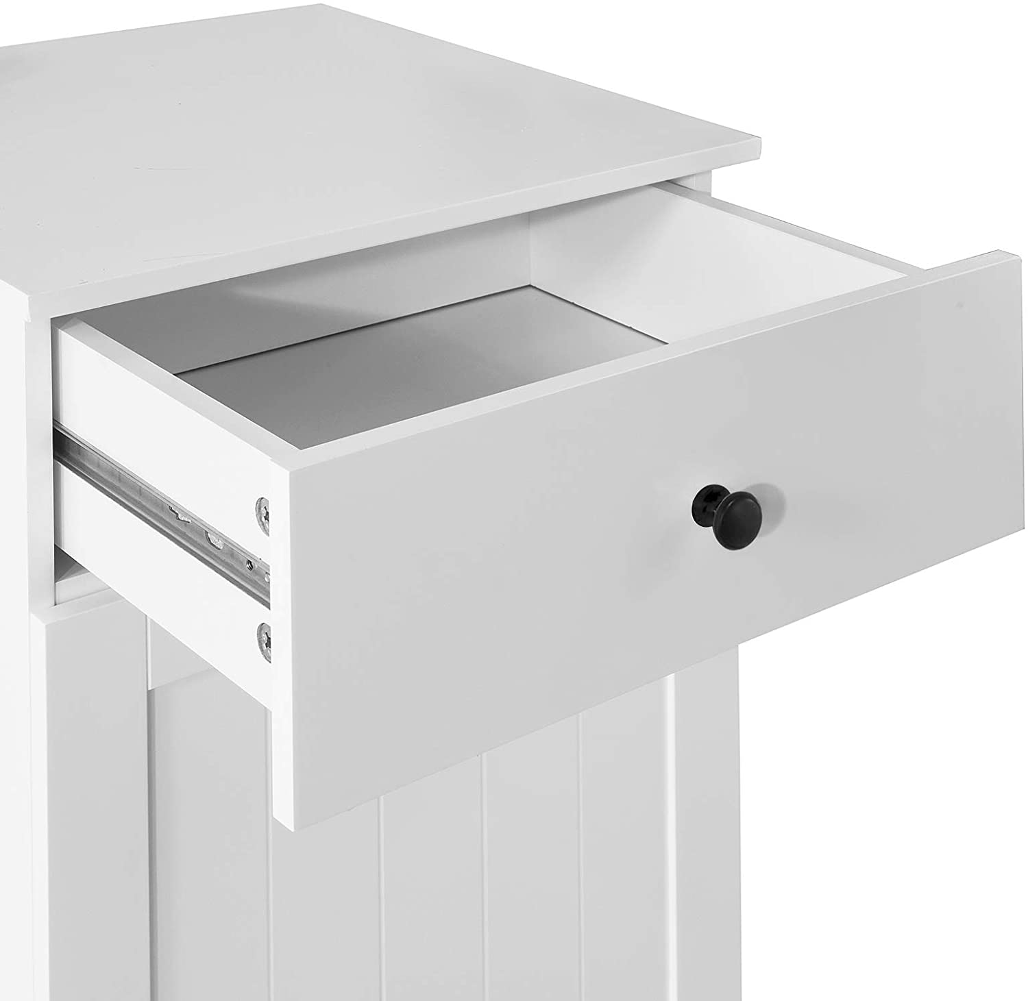 White Bathroom Cabinet with Laundry Basket and Drawer V178-85024