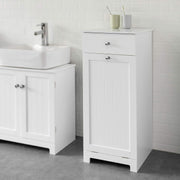 White Bathroom Cabinet with Laundry Basket and Drawer V178-85024