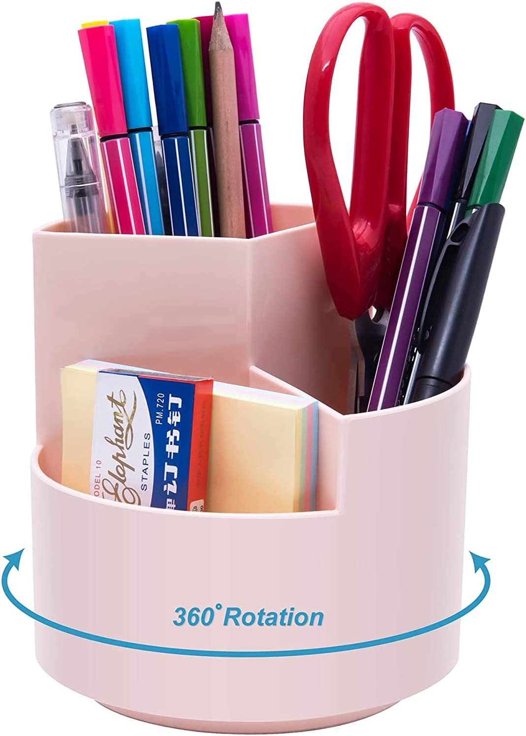360 degree rotating multi-functional pen holder with 3 separate layer for office desk organiser (Pink) V178-85156