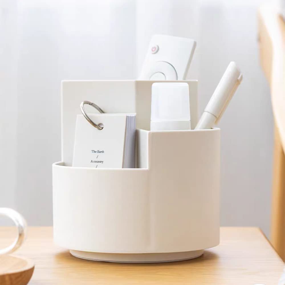 360 degree rotating multi-functional pen holder with 3 separate layer for office desk organiser (White) V178-85163