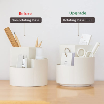 360 degree rotating multi-functional pen holder with 3 separate layer for office desk organiser (White) V178-85163