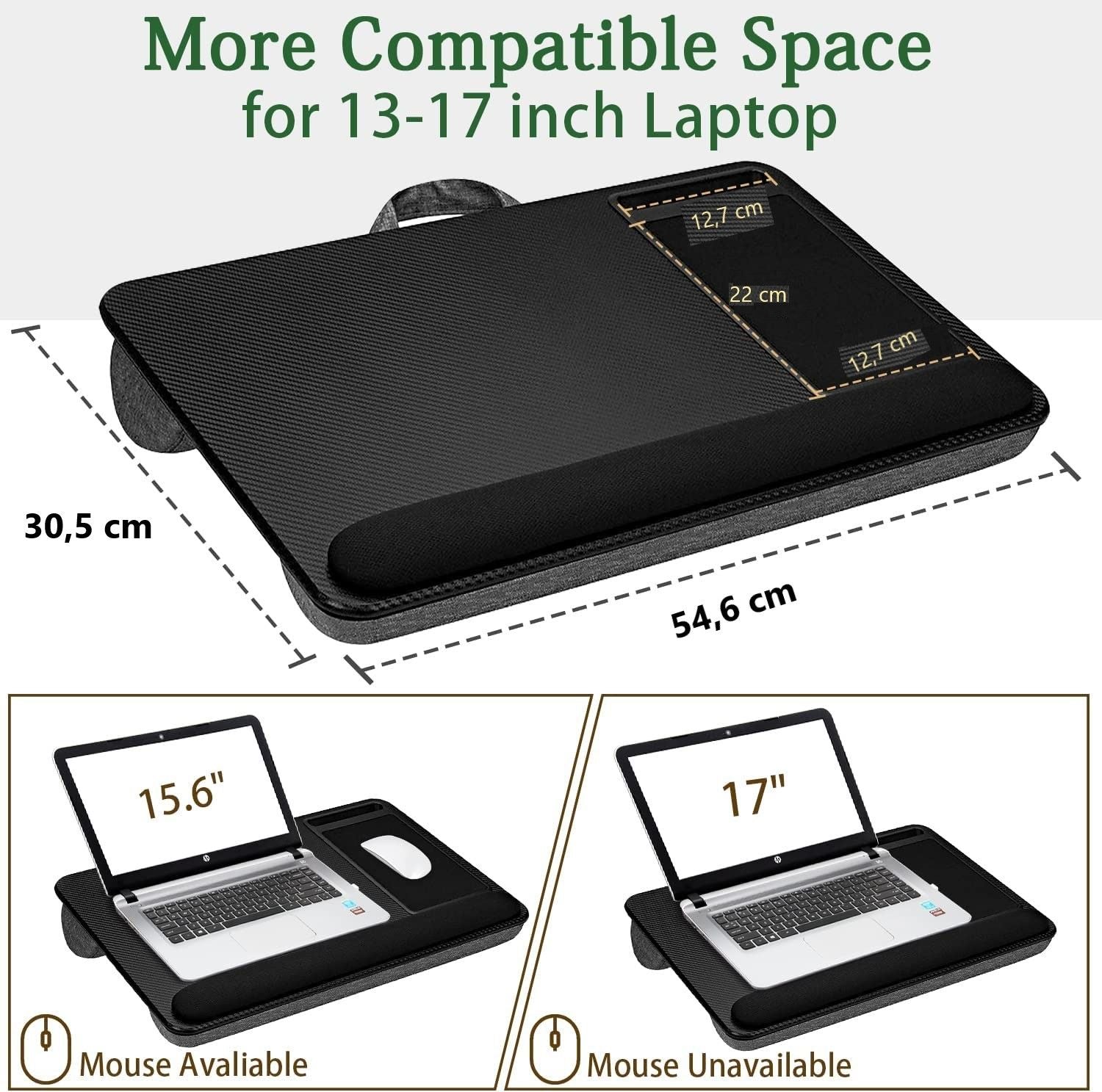 Portable Laptop Desk with Device Ledge, Mouse Pad and Phone Holder for Home Office (Silver, 40cm) V178-85361