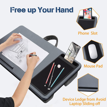 Portable Laptop Desk with Device Ledge, Mouse Pad and Phone Holder for Home Office (Silver, 40cm) V178-85361