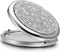 Mini Small Diamond 1X/2X Magnifying Round Metal Pocket Makeup Mirror (Silver) V178-85392