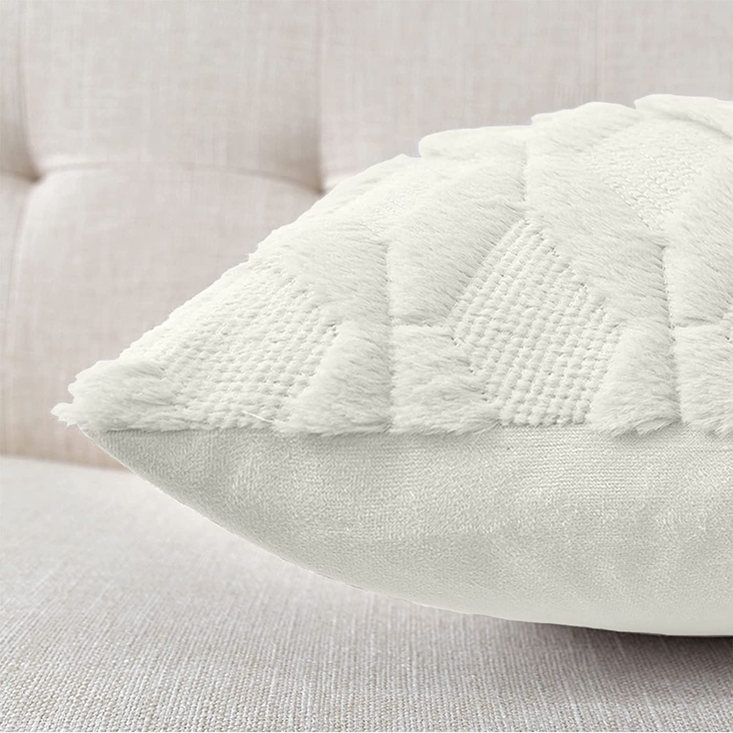 2 Pack Decorative Boho Throw Pillow Covers 45 x 45 cm (White) V178-87378