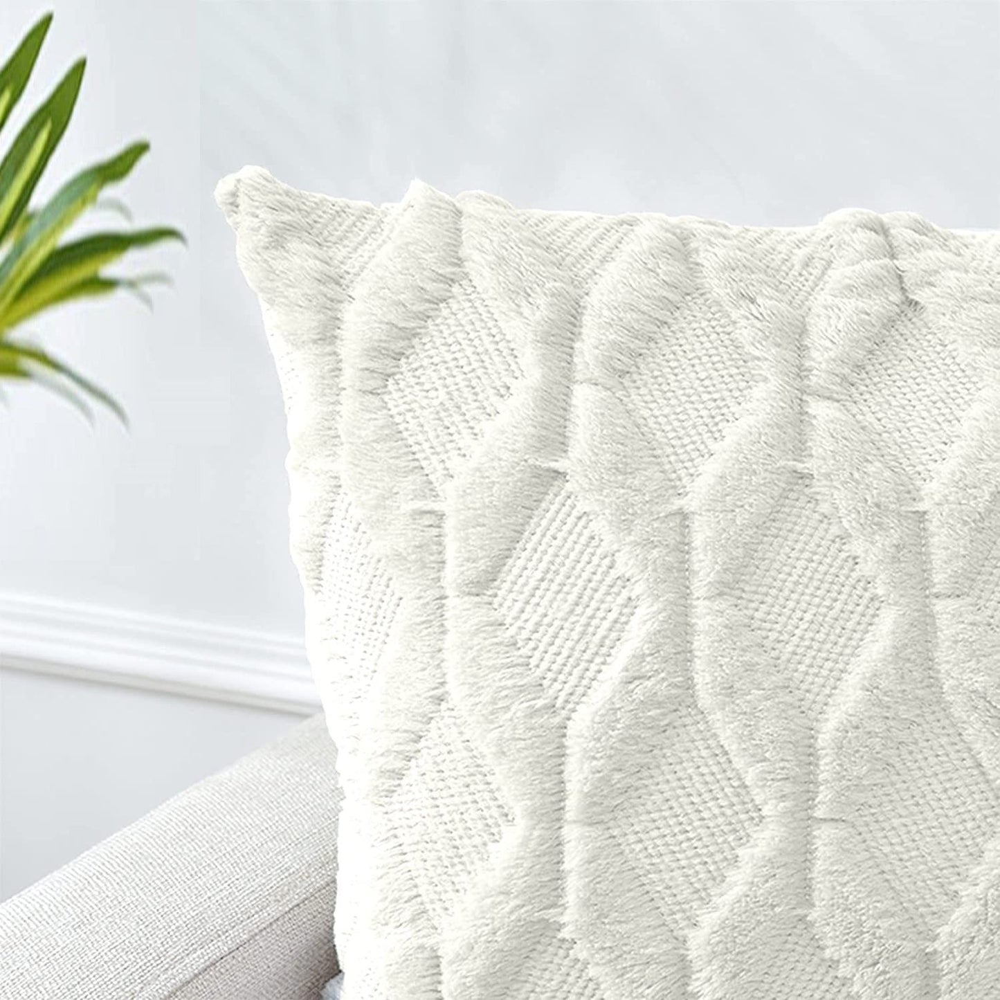 2 Pack Decorative Boho Throw Pillow Covers 45 x 45 cm (White) V178-87378