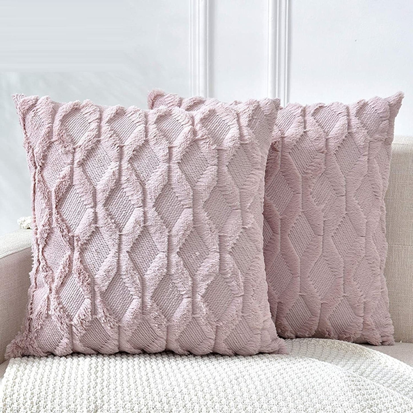 2 Pack Decorative Boho Throw Pillow Covers 45 x 45 cm (Pink) V178-87385