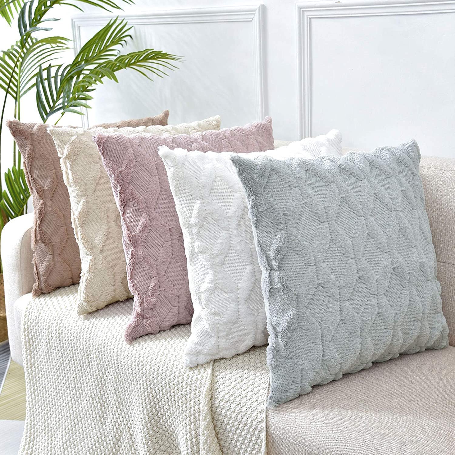 2 Pack Decorative Boho Throw Pillow Covers 45 x 45 cm (Pink) V178-87385