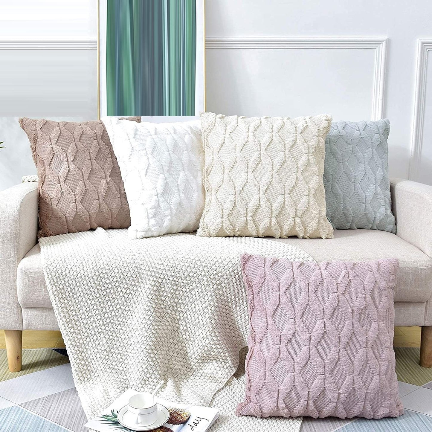 2 Pack Decorative Boho Throw Pillow Covers 45 x 45 cm (Pink) V178-87385