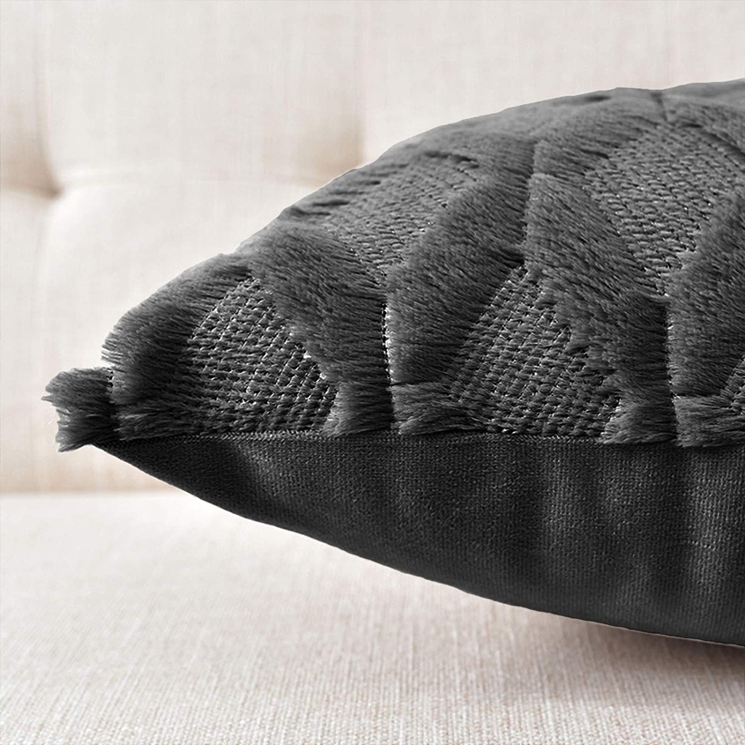 2 Pack Decorative Boho Throw Pillow Covers 45 x 45 cm (Black) V178-87439