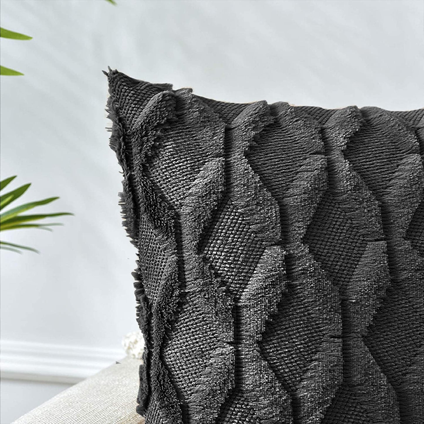 2 Pack Decorative Boho Throw Pillow Covers 45 x 45 cm (Black) V178-87439