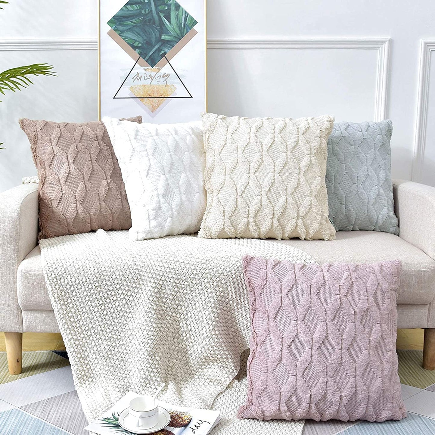2 Pack Decorative Boho Throw Pillow Covers 45 x 45 cm (Black) V178-87439