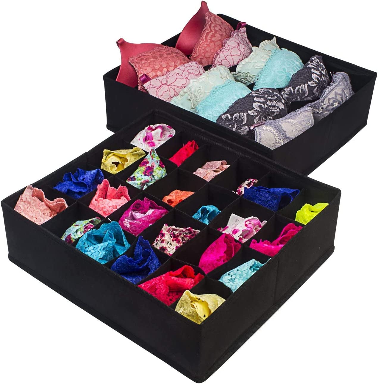 4 Pack Foldable Drawer Dividers Storage Boxes (Black) V178-87446