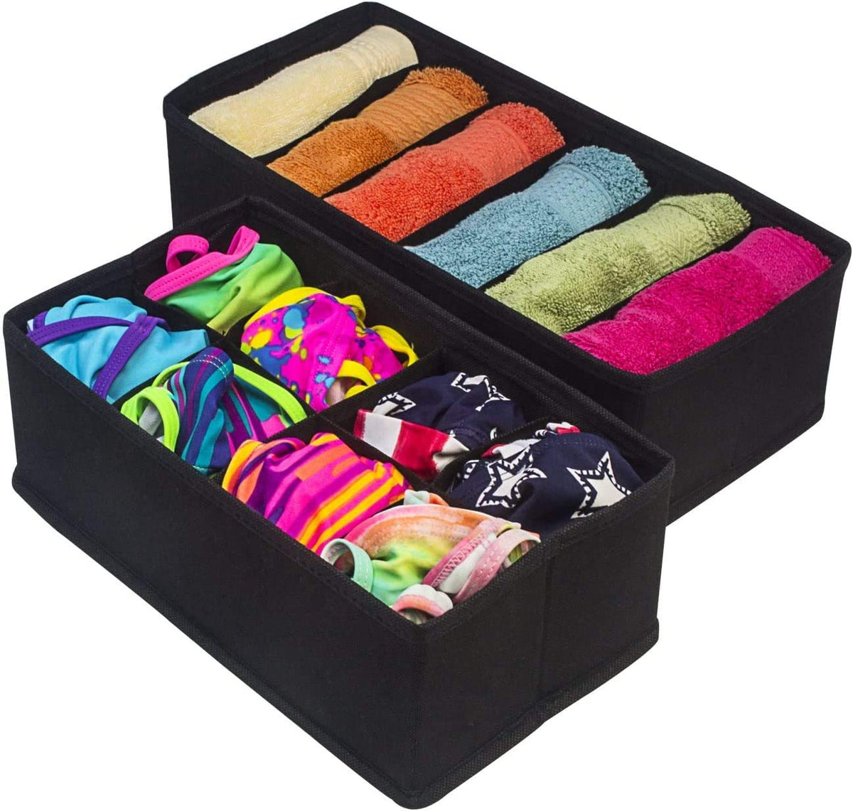 4 Pack Foldable Drawer Dividers Storage Boxes (Black) V178-87446