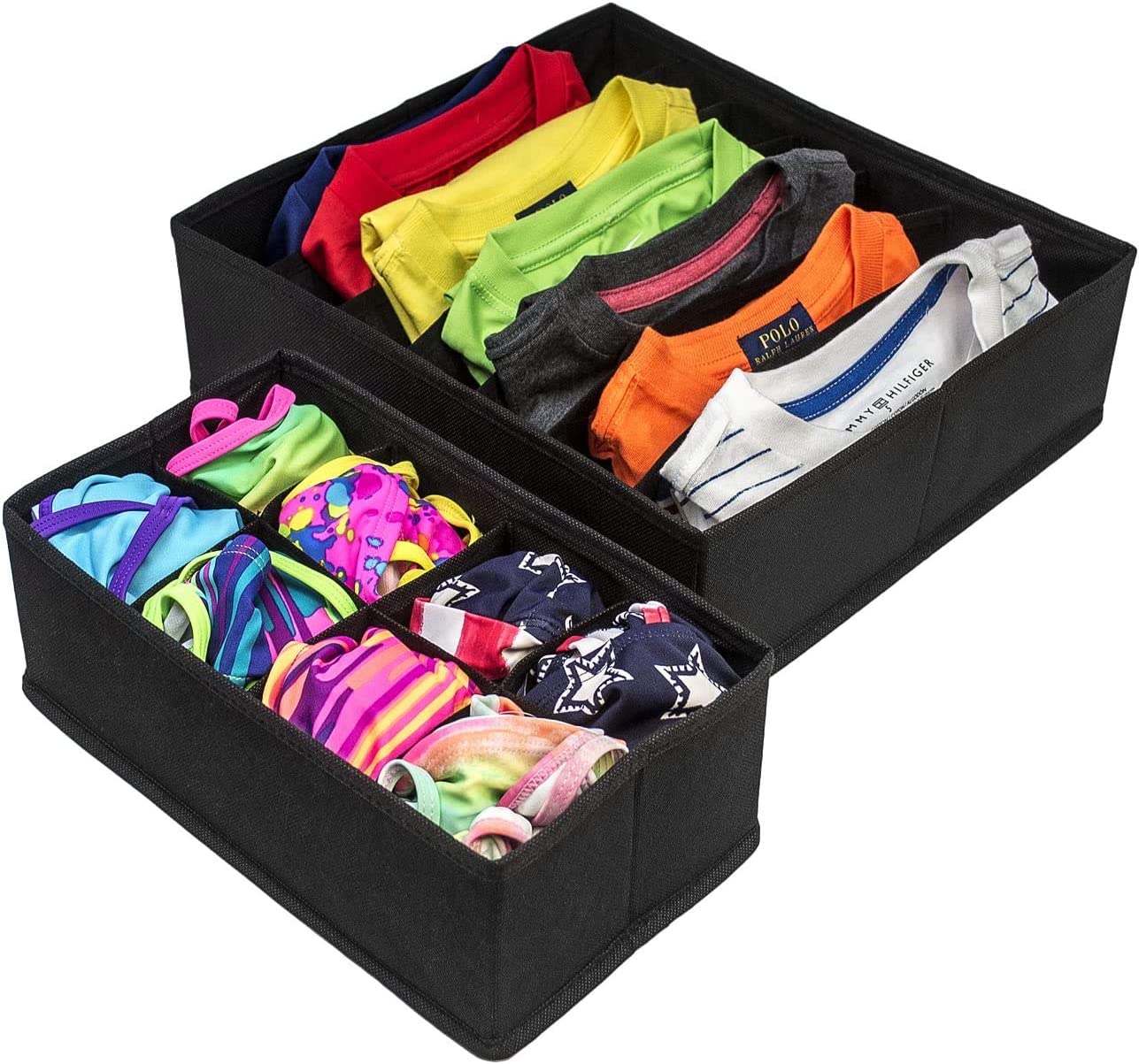 4 Pack Foldable Drawer Dividers Storage Boxes (Black) V178-87446