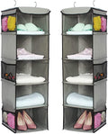 2 Pack 5 Foldable Shelf Hanging Closet Organizer Space Saver with Side Accessories Pockets for Clothes Storage V178-87460