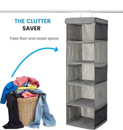 2 Pack 5 Foldable Shelf Hanging Closet Organizer Space Saver with Side Accessories Pockets for Clothes Storage V178-87460