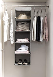 2 Pack 5 Foldable Shelf Hanging Closet Organizer Space Saver with Side Accessories Pockets for Clothes Storage V178-87460