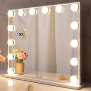 Hollywood Makeup Vanity Mirror with LED Lights and Detachable 10X Magnification Mirror (White, 62 x 51 cm) V178-88420