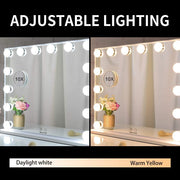Hollywood Makeup Vanity Mirror with LED Lights and Detachable 10X Magnification Mirror (White, 62 x 51 cm) V178-88420