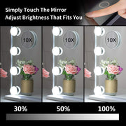Hollywood Makeup Vanity Mirror with LED Lights and Detachable 10X Magnification Mirror (White, 62 x 51 cm) V178-88420
