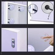 Hollywood Makeup Vanity Mirror with LED Lights and Detachable 10X Magnification Mirror (White, 62 x 51 cm) V178-88420