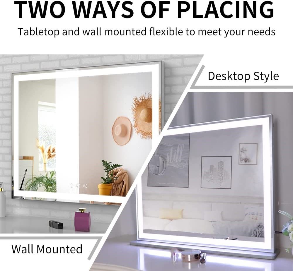 Hollywood LED Makeup Mirror with Smart Touch Control and 3 Colors Dimmable Light (72 x 56 cm) V178-89999