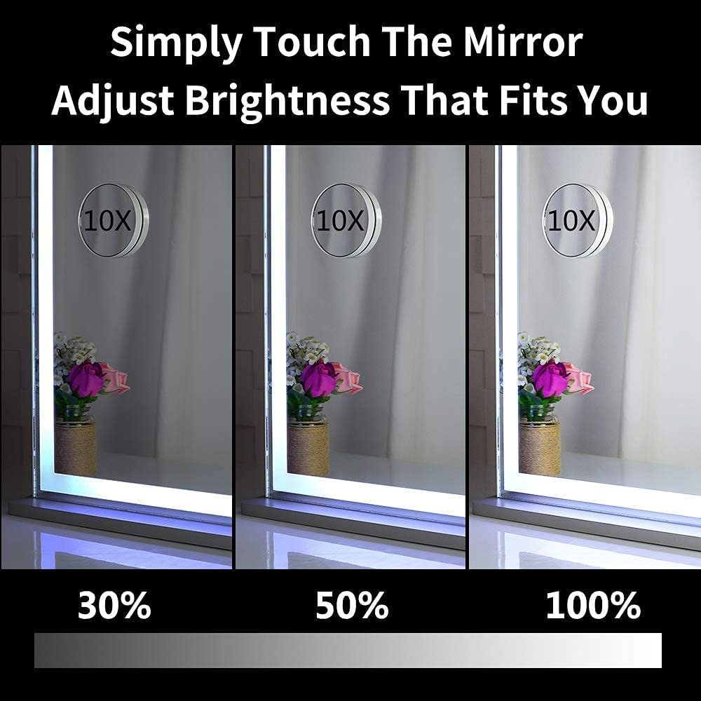 Hollywood LED Makeup Mirror with Smart Touch Control and 3 Colors Dimmable Light (72 x 56 cm) V178-89999