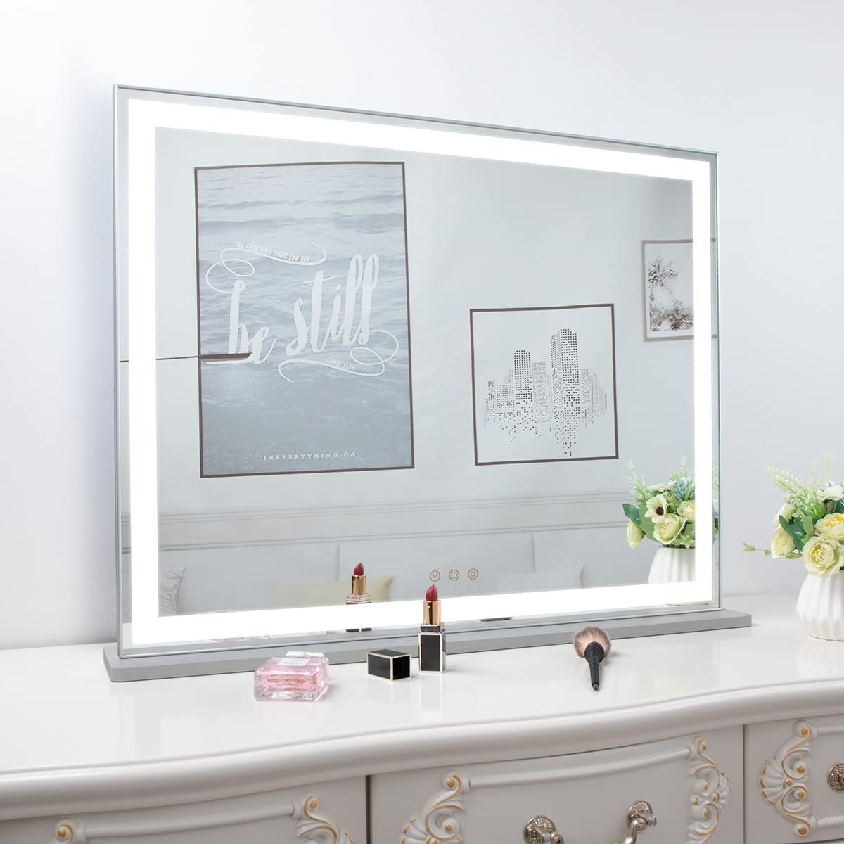 Hollywood LED Makeup Mirror with Smart Touch Control and 3 Colors Dimmable Light (72 x 56 cm) V178-89999