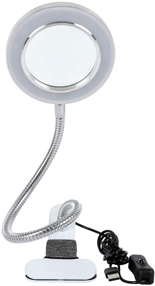 Lighting LED 8X Magnifying Lamp with Metal Clamp 360&deg; Flexible Gooseneck and USB Plug Design for Tattoo, V178-91983