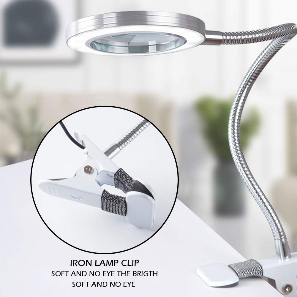 Lighting LED 8X Magnifying Lamp with Metal Clamp 360&deg; Flexible Gooseneck and USB Plug Design for Tattoo, V178-91983