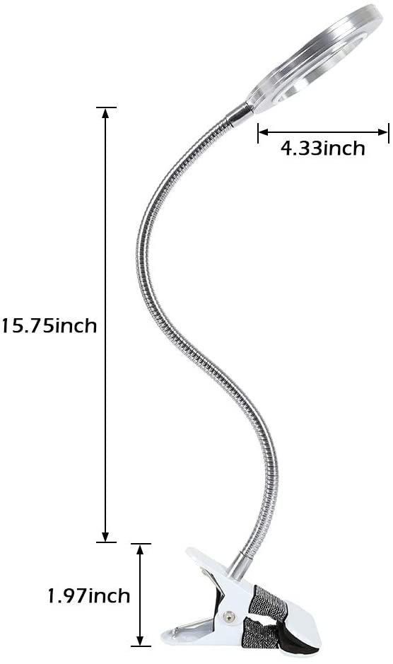 Lighting LED 8X Magnifying Lamp with Metal Clamp 360&deg; Flexible Gooseneck and USB Plug Design for Tattoo, V178-91983