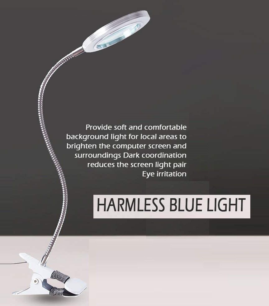 Lighting LED 8X Magnifying Lamp with Metal Clamp 360&deg; Flexible Gooseneck and USB Plug Design for Tattoo, V178-91983