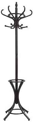 Brown Coat Rack with Stand Wooden Hat and 12 Hooks Hanger Walnut tree V178-93909