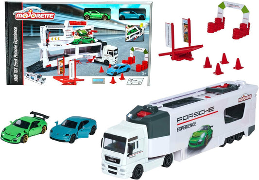 MAN TGX Porsche Experience Truck and 2 Cars 911 GT3 Taycan Playset V185-063125