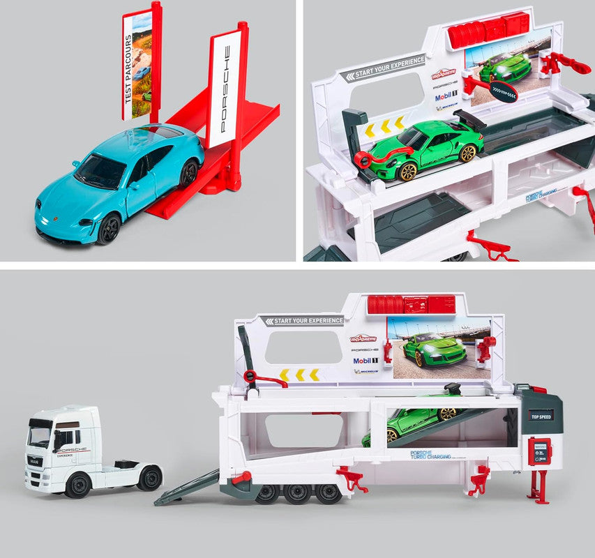 MAN TGX Porsche Experience Truck and 2 Cars 911 GT3 Taycan Playset V185-063125