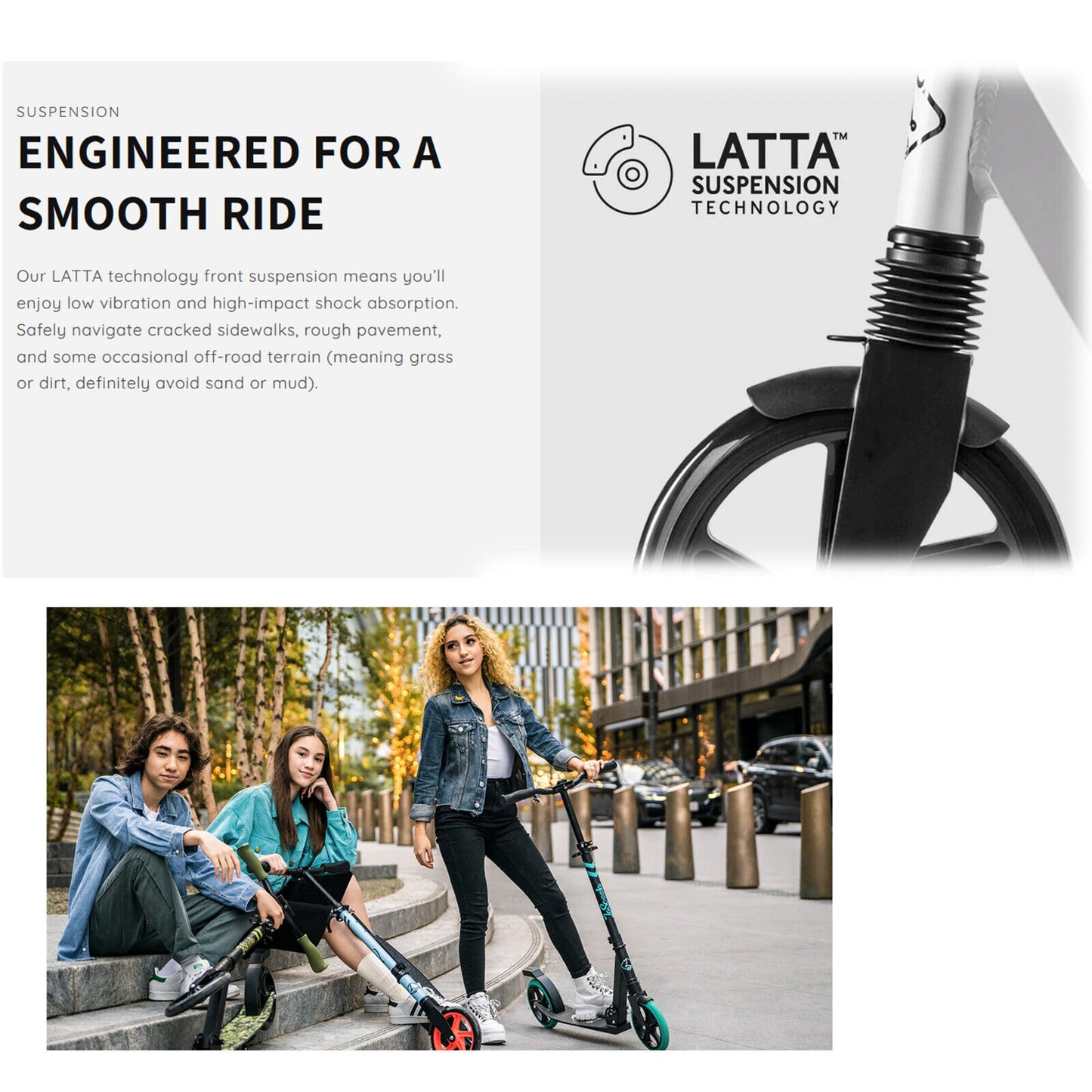 Lascoota Pulse Kick Push Commuter Scooter Teen Adult Aqua V185-252AQUA