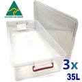 3x 35L Australian Made Premium Underbed Plastic Storage Tub Under Bed Box Large V185-3XUB35