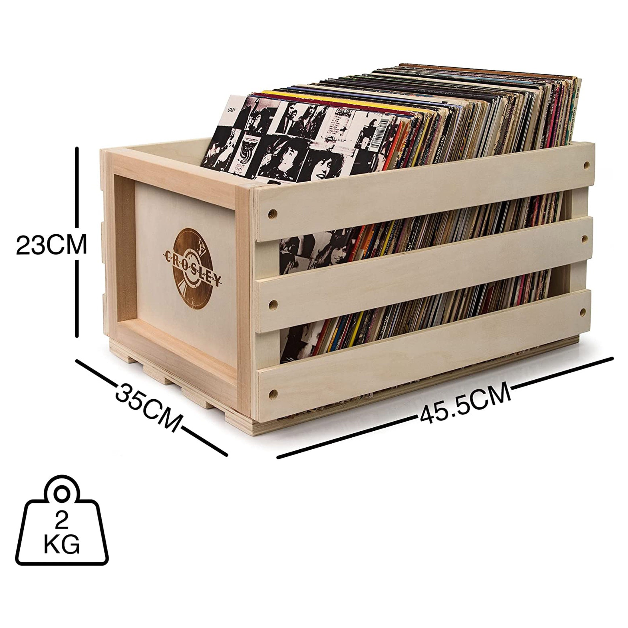 Twin Pack Crosley Vinyl LP Record Storage Crate Natural Wood V185-AC1004TWINPACK