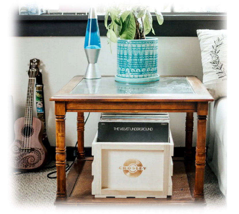 Twin Pack Crosley Vinyl LP Record Storage Crate Natural Wood V185-AC1004TWINPACK