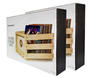 Twin Pack Crosley Vinyl LP Record Storage Crate Natural Wood V185-AC1004TWINPACK
