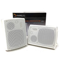New Audioline Indoor Outdoor Speaker Pair 3-Way 4"" Bookshelf Wall / Ceiling Mount V185-AL40D