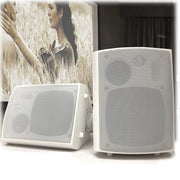 New Audioline Indoor Outdoor Speaker Pair 3-Way 4"" Bookshelf Wall / Ceiling Mount V185-AL40D
