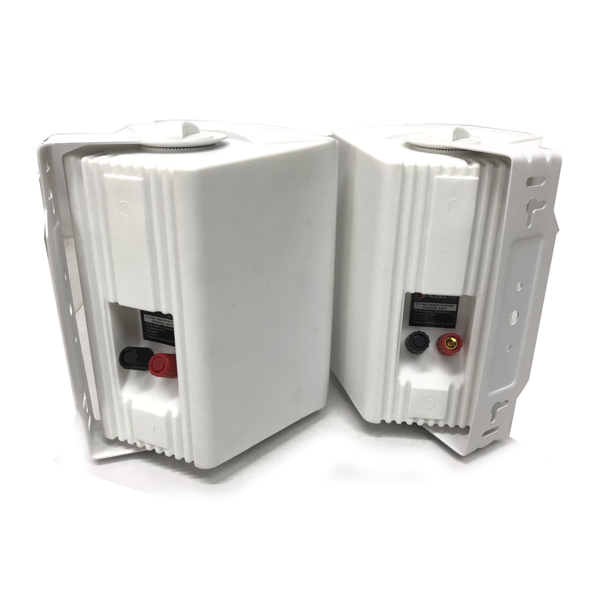 New Audioline Indoor Outdoor Speaker Pair 3-Way 4"" Bookshelf Wall / Ceiling Mount V185-AL40D