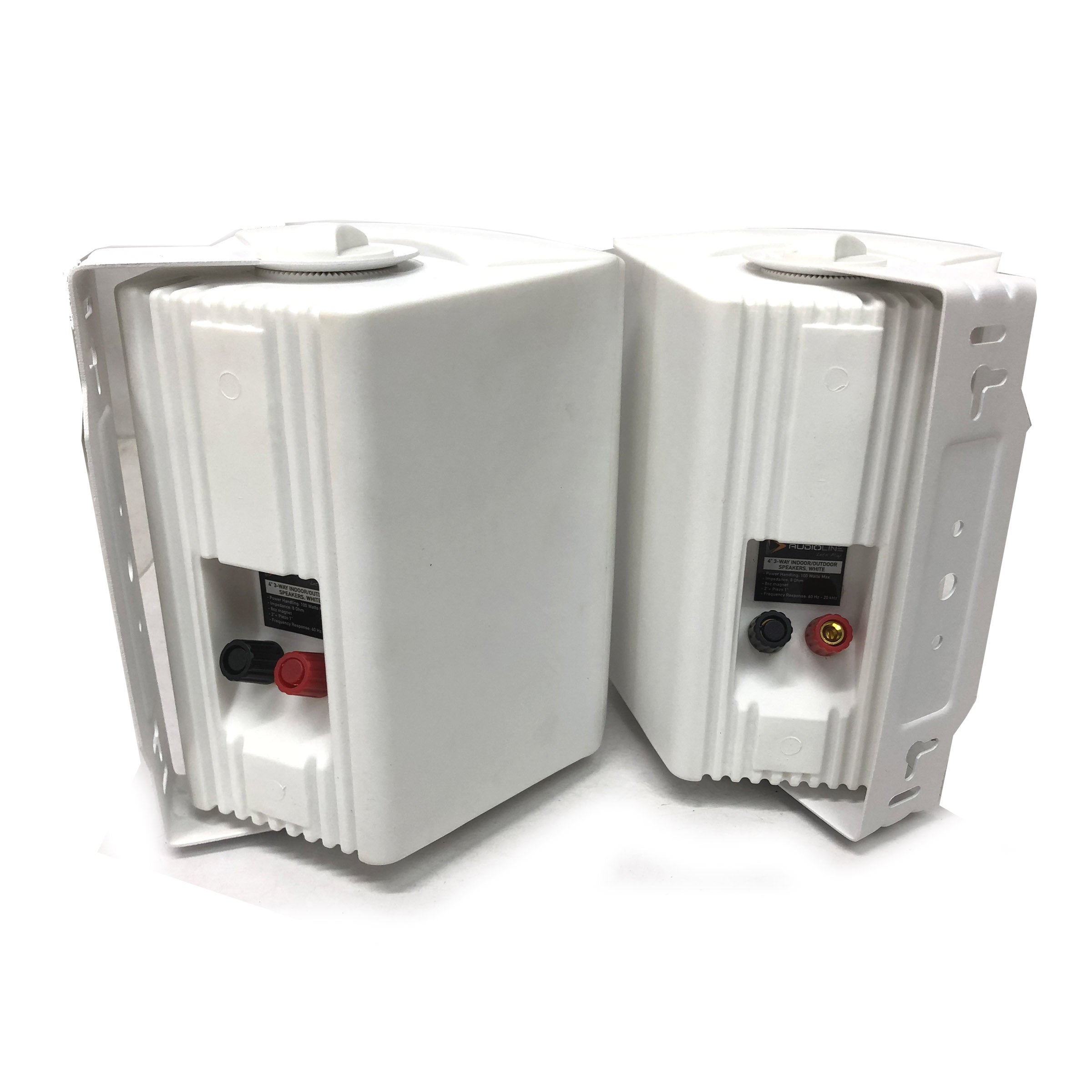 New Audioline Indoor Outdoor Speaker Pair 3-Way 4"" Bookshelf Wall / Ceiling Mount V185-AL40D
