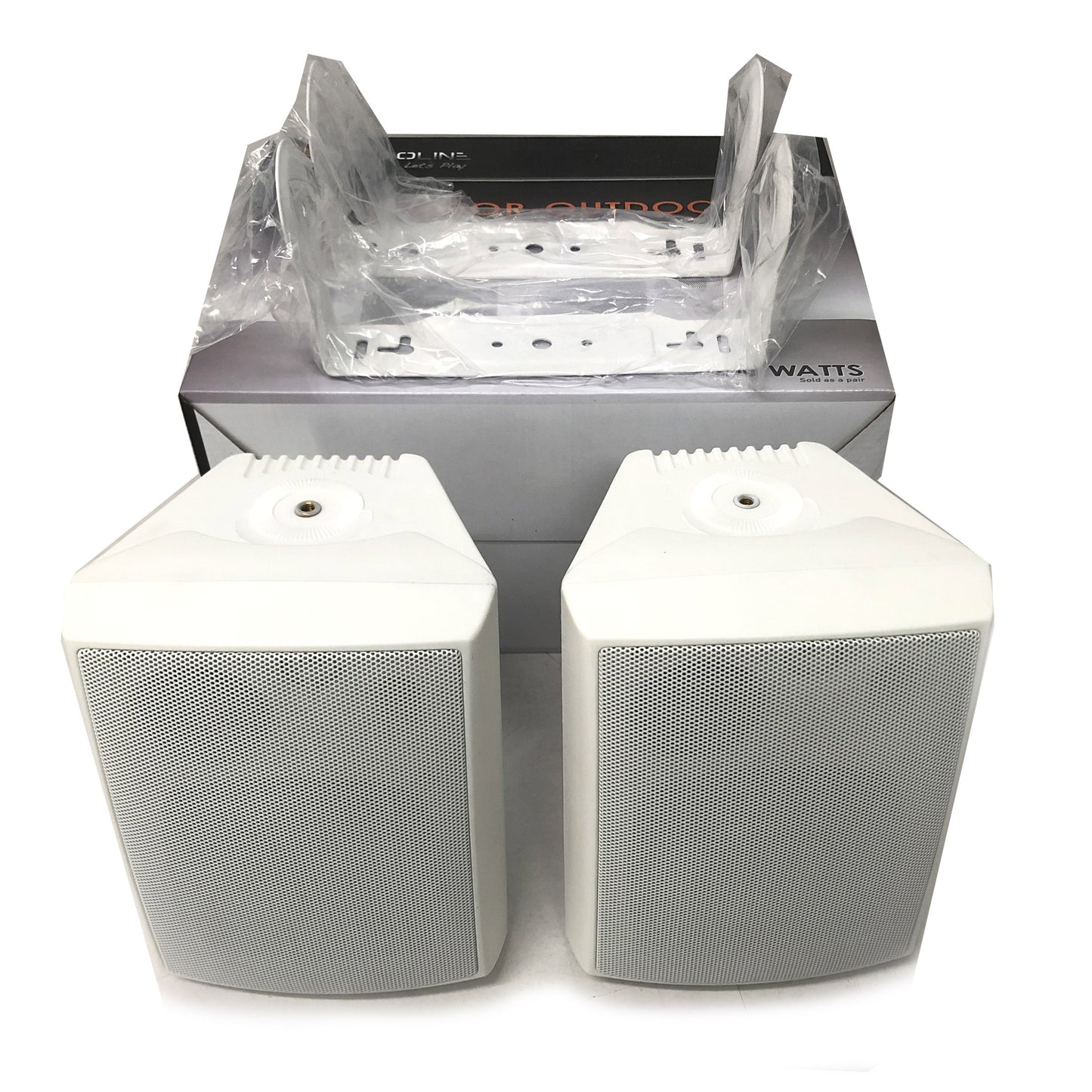 New Audioline Indoor Outdoor Speaker Pair 3-Way 4"" Bookshelf Wall / Ceiling Mount V185-AL40D