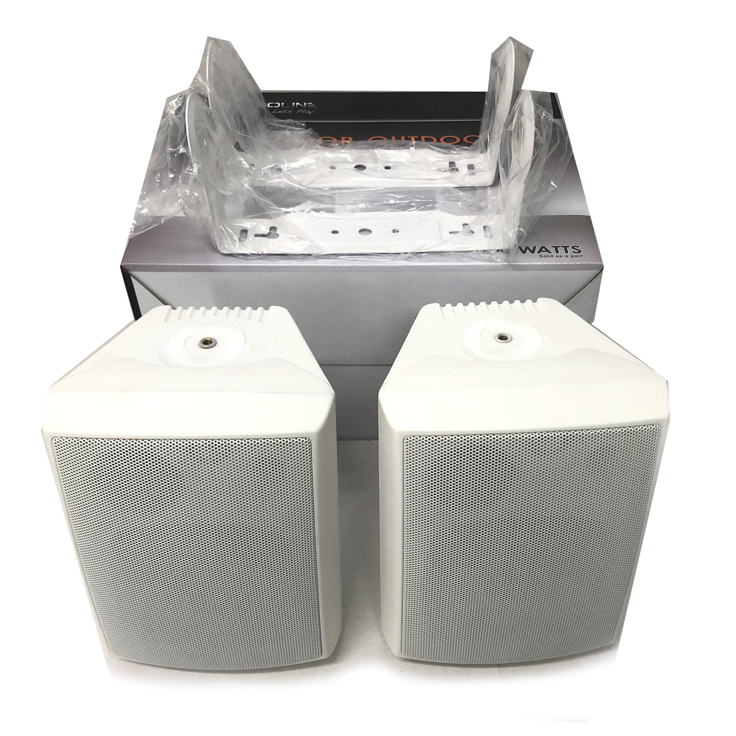 New Audioline Indoor Outdoor Speaker Pair 3-Way 4"" Bookshelf Wall / Ceiling Mount V185-AL40D